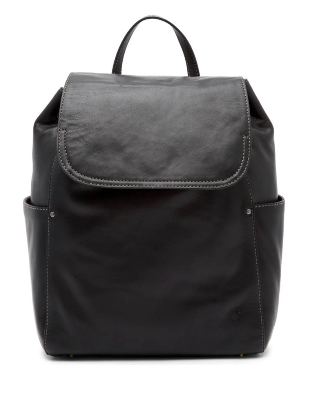 Frye Black Leather Olivia  Flap-Top Backpack